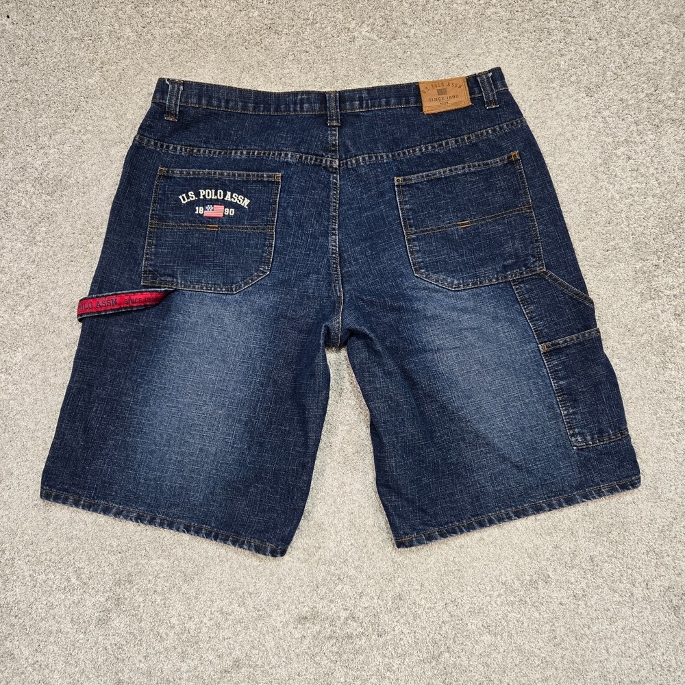 U.S. POLO Assn jean shorts mens 42 Vintage Y2K Jorts Dark Blue Baggy EUC